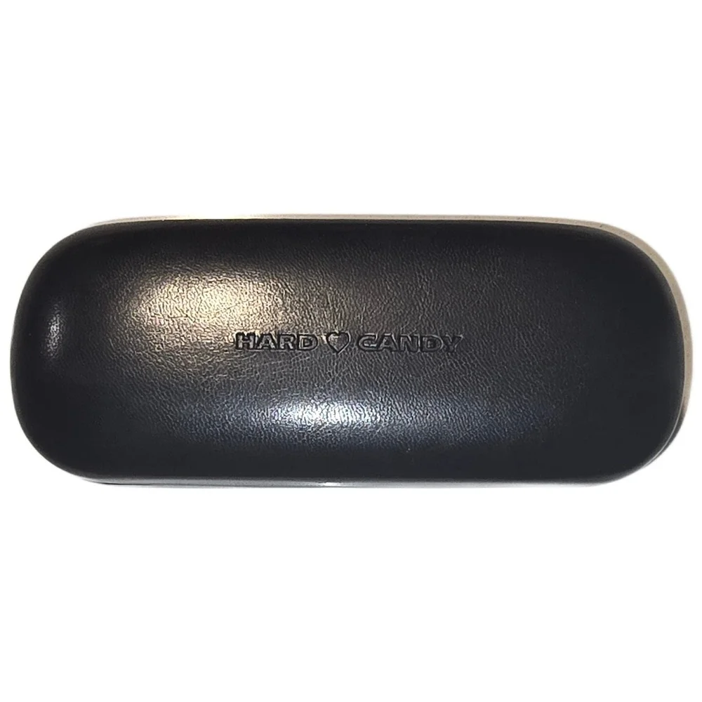 Hard Candy Black Faux Leather‎ Eyeglass Case Hot Pink Velvet Interior Hard Shell